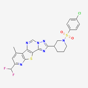 molecular formula C23H19ClF2N6O2S2 B10960981 4-[1-(4-chlorophenyl)sulfonylpiperidin-3-yl]-13-(difluoromethyl)-11-methyl-16-thia-3,5,6,8,14-pentazatetracyclo[7.7.0.02,6.010,15]hexadeca-1(9),2,4,7,10(15),11,13-heptaene 