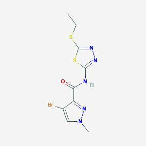 molecular formula C9H10BrN5OS2 B10960983 4-bromo-N-[5-(ethylsulfanyl)-1,3,4-thiadiazol-2-yl]-1-methyl-1H-pyrazole-3-carboxamide 