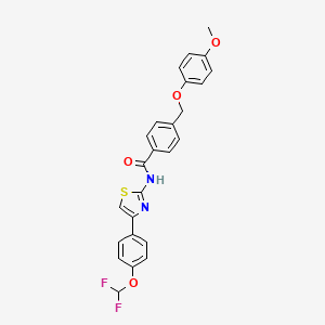 molecular formula C25H20F2N2O4S B10961023 N-{4-[4-(difluoromethoxy)phenyl]-1,3-thiazol-2-yl}-4-[(4-methoxyphenoxy)methyl]benzamide 