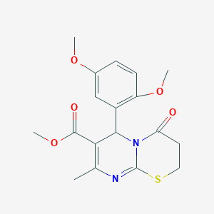 methyl 6-(2,5-dimethoxyphenyl)-8-methyl-4-oxo-3,4-dihydro-2H,6H-pyrimido[2,1-b][1,3]thiazine-7-carboxylate