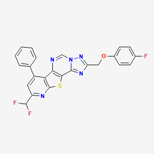 13-(difluoromethyl)-4-[(4-fluorophenoxy)methyl]-11-phenyl-16-thia-3,5,6,8,14-pentazatetracyclo[7.7.0.02,6.010,15]hexadeca-1(9),2,4,7,10(15),11,13-heptaene