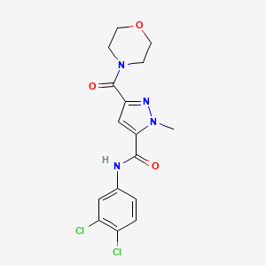 molecular formula C16H16Cl2N4O3 B10961094 N-(3,4-dichlorophenyl)-1-methyl-3-(morpholin-4-ylcarbonyl)-1H-pyrazole-5-carboxamide 