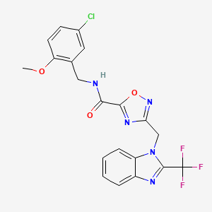 N-(5-chloro-2-methoxybenzyl)-3-{[2-(trifluoromethyl)-1H-benzimidazol-1-yl]methyl}-1,2,4-oxadiazole-5-carboxamide