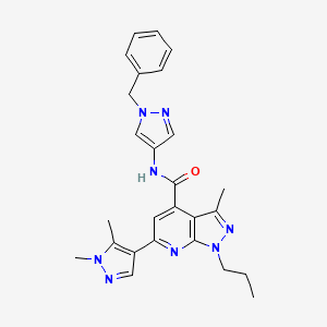 molecular formula C26H28N8O B10961116 N-(1-benzyl-1H-pyrazol-4-yl)-6-(1,5-dimethyl-1H-pyrazol-4-yl)-3-methyl-1-propyl-1H-pyrazolo[3,4-b]pyridine-4-carboxamide 