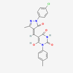 5-{(Z)-[1-(4-chlorophenyl)-3-methyl-5-oxo-1,5-dihydro-4H-pyrazol-4-ylidene]methyl}-6-hydroxy-3-(4-methylphenyl)pyrimidine-2,4(1H,3H)-dione