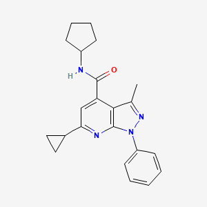 molecular formula C22H24N4O B10961147 N-cyclopentyl-6-cyclopropyl-3-methyl-1-phenyl-1H-pyrazolo[3,4-b]pyridine-4-carboxamide 