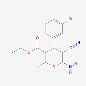 molecular formula C16H15BrN2O3 B10961158 ethyl 6-amino-4-(3-bromophenyl)-5-cyano-2-methyl-4H-pyran-3-carboxylate 