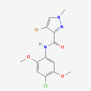 molecular formula C13H13BrClN3O3 B10961165 4-bromo-N-(4-chloro-2,5-dimethoxyphenyl)-1-methyl-1H-pyrazole-3-carboxamide 