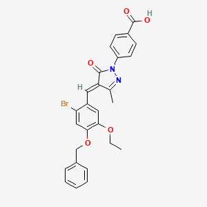 molecular formula C27H23BrN2O5 B10961166 4-{(4E)-4-[4-(benzyloxy)-2-bromo-5-ethoxybenzylidene]-3-methyl-5-oxo-4,5-dihydro-1H-pyrazol-1-yl}benzoic acid 