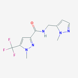 molecular formula C11H12F3N5O B10961171 1-methyl-N-[(1-methyl-1H-pyrazol-5-yl)methyl]-5-(trifluoromethyl)-1H-pyrazole-3-carboxamide 