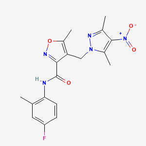 4-[(3,5-dimethyl-4-nitro-1H-pyrazol-1-yl)methyl]-N-(4-fluoro-2-methylphenyl)-5-methyl-1,2-oxazole-3-carboxamide