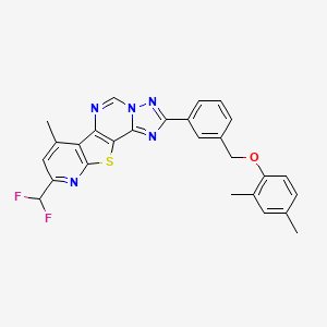 molecular formula C27H21F2N5OS B10961191 13-(difluoromethyl)-4-[3-[(2,4-dimethylphenoxy)methyl]phenyl]-11-methyl-16-thia-3,5,6,8,14-pentazatetracyclo[7.7.0.02,6.010,15]hexadeca-1(9),2,4,7,10(15),11,13-heptaene 