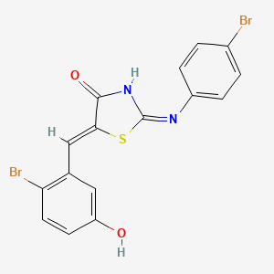 molecular formula C16H10Br2N2O2S B10961222 (2Z,5Z)-5-(2-bromo-5-hydroxybenzylidene)-2-[(4-bromophenyl)imino]-1,3-thiazolidin-4-one 