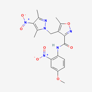 4-[(3,5-dimethyl-4-nitro-1H-pyrazol-1-yl)methyl]-N-(4-methoxy-2-nitrophenyl)-5-methyl-1,2-oxazole-3-carboxamide