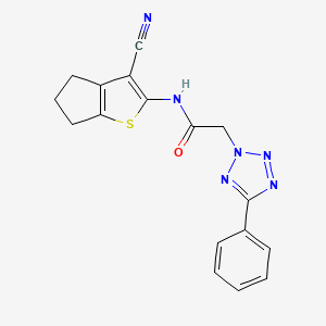 molecular formula C17H14N6OS B10961245 N-(3-cyano-5,6-dihydro-4H-cyclopenta[b]thiophen-2-yl)-2-(5-phenyl-2H-tetrazol-2-yl)acetamide 