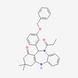 molecular formula C31H32N2O3 B10961251 11-[3-(benzyloxy)phenyl]-3,3-dimethyl-10-propanoyl-2,3,4,5,10,11-hexahydro-1H-dibenzo[b,e][1,4]diazepin-1-one 