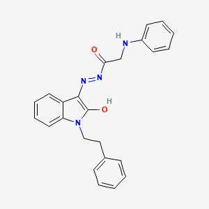 N'-[(3E)-2-oxo-1-(2-phenylethyl)-1,2-dihydro-3H-indol-3-ylidene]-2-(phenylamino)acetohydrazide (non-preferred name)