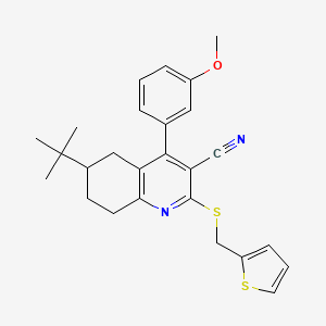 6-Tert-butyl-4-(3-methoxyphenyl)-2-[(thiophen-2-ylmethyl)sulfanyl]-5,6,7,8-tetrahydroquinoline-3-carbonitrile