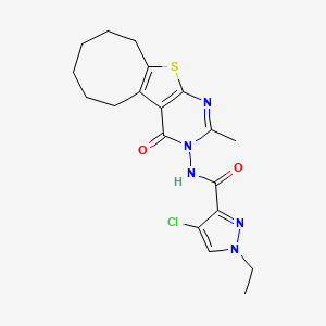 4-Chloro-1-ethyl-N-[2-methyl-4-oxo-5,6,7,8,9,10-hexahydrocycloocta[4,5]thieno[2,3-D]pyrimidin-3(4H)-YL]-1H-pyrazole-3-carboxamide