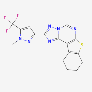 molecular formula C16H13F3N6S B10961372 2-[1-methyl-5-(trifluoromethyl)-1H-pyrazol-3-yl]-8,9,10,11-tetrahydro[1]benzothieno[3,2-e][1,2,4]triazolo[1,5-c]pyrimidine 