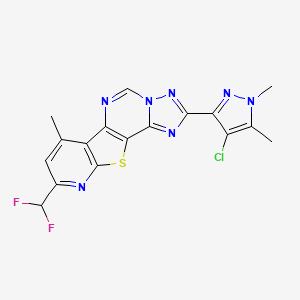 4-(4-chloro-1,5-dimethylpyrazol-3-yl)-13-(difluoromethyl)-11-methyl-16-thia-3,5,6,8,14-pentazatetracyclo[7.7.0.02,6.010,15]hexadeca-1(9),2,4,7,10(15),11,13-heptaene