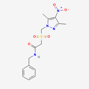 molecular formula C15H18N4O5S B10961390 N-benzyl-2-{[(3,5-dimethyl-4-nitro-1H-pyrazol-1-yl)methyl]sulfonyl}acetamide 