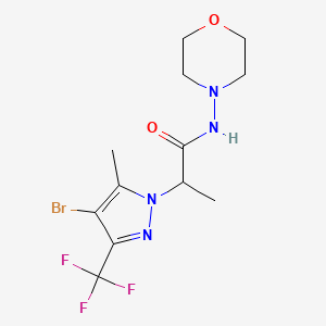 molecular formula C12H16BrF3N4O2 B10961400 2-[4-bromo-5-methyl-3-(trifluoromethyl)-1H-pyrazol-1-yl]-N-(morpholin-4-yl)propanamide 