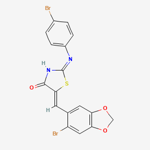 molecular formula C17H10Br2N2O3S B10961416 (5Z)-2-(4-bromoanilino)-5-[(6-bromo-1,3-benzodioxol-5-yl)methylidene]-1,3-thiazol-4-one 