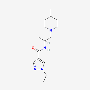 molecular formula C15H26N4O B10961442 1-ethyl-N-[1-(4-methylpiperidin-1-yl)propan-2-yl]-1H-pyrazole-4-carboxamide 