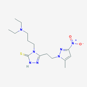 molecular formula C15H25N7O2S B10961465 4-[3-(diethylamino)propyl]-5-[2-(5-methyl-3-nitro-1H-pyrazol-1-yl)ethyl]-4H-1,2,4-triazole-3-thiol 