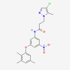 molecular formula C22H23ClN4O4 B10961472 3-(4-chloro-5-methyl-1H-pyrazol-1-yl)-N-[3-nitro-5-(2,3,5-trimethylphenoxy)phenyl]propanamide 