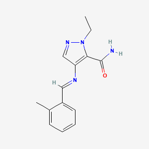 1-ethyl-4-{[(E)-(2-methylphenyl)methylidene]amino}-1H-pyrazole-5-carboxamide