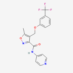 molecular formula C18H14F3N3O3 B10961494 5-methyl-N-(pyridin-4-yl)-4-{[3-(trifluoromethyl)phenoxy]methyl}-1,2-oxazole-3-carboxamide 