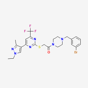 molecular formula C24H26BrF3N6OS B10961519 1-[4-(3-bromobenzyl)piperazin-1-yl]-2-{[4-(1-ethyl-3-methyl-1H-pyrazol-4-yl)-6-(trifluoromethyl)pyrimidin-2-yl]sulfanyl}ethanone 