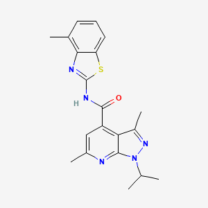 molecular formula C20H21N5OS B10961557 3,6-dimethyl-N-(4-methyl-1,3-benzothiazol-2-yl)-1-(propan-2-yl)-1H-pyrazolo[3,4-b]pyridine-4-carboxamide 