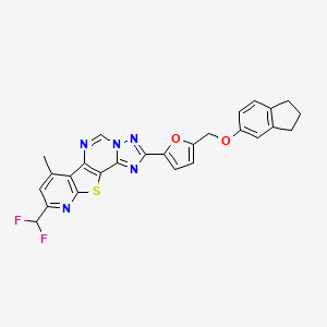 molecular formula C26H19F2N5O2S B10961565 13-(difluoromethyl)-4-[5-(2,3-dihydro-1H-inden-5-yloxymethyl)furan-2-yl]-11-methyl-16-thia-3,5,6,8,14-pentazatetracyclo[7.7.0.02,6.010,15]hexadeca-1(9),2,4,7,10(15),11,13-heptaene 