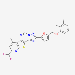 molecular formula C25H19F2N5O2S B10961588 13-(difluoromethyl)-4-[5-[(2,3-dimethylphenoxy)methyl]furan-2-yl]-11-methyl-16-thia-3,5,6,8,14-pentazatetracyclo[7.7.0.02,6.010,15]hexadeca-1(9),2,4,7,10(15),11,13-heptaene 