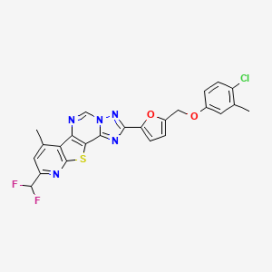 molecular formula C24H16ClF2N5O2S B10961589 4-[5-[(4-chloro-3-methylphenoxy)methyl]furan-2-yl]-13-(difluoromethyl)-11-methyl-16-thia-3,5,6,8,14-pentazatetracyclo[7.7.0.02,6.010,15]hexadeca-1(9),2,4,7,10(15),11,13-heptaene 