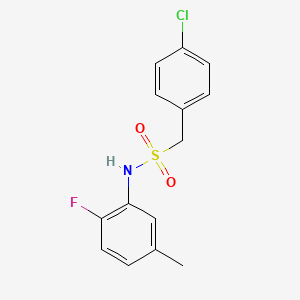 molecular formula C14H13ClFNO2S B10961592 1-(4-chlorophenyl)-N-(2-fluoro-5-methylphenyl)methanesulfonamide 