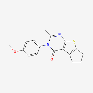 molecular formula C17H16N2O2S B10961599 3-(4-methoxyphenyl)-2-methyl-3,5,6,7-tetrahydro-4H-cyclopenta[4,5]thieno[2,3-d]pyrimidin-4-one 