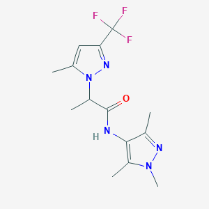 molecular formula C14H18F3N5O B10961614 2-[5-methyl-3-(trifluoromethyl)-1H-pyrazol-1-yl]-N-(1,3,5-trimethyl-1H-pyrazol-4-yl)propanamide 