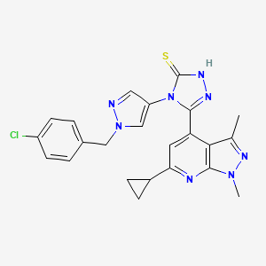 molecular formula C23H21ClN8S B10961636 4-[1-(4-chlorobenzyl)-1H-pyrazol-4-yl]-5-(6-cyclopropyl-1,3-dimethyl-1H-pyrazolo[3,4-b]pyridin-4-yl)-4H-1,2,4-triazole-3-thiol 