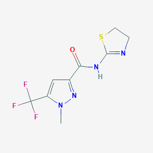 molecular formula C9H9F3N4OS B10961640 N-(4,5-dihydro-1,3-thiazol-2-yl)-1-methyl-5-(trifluoromethyl)-1H-pyrazole-3-carboxamide 