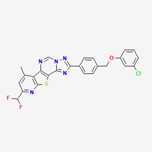 molecular formula C25H16ClF2N5OS B10961683 4-[4-[(3-chlorophenoxy)methyl]phenyl]-13-(difluoromethyl)-11-methyl-16-thia-3,5,6,8,14-pentazatetracyclo[7.7.0.02,6.010,15]hexadeca-1(9),2,4,7,10(15),11,13-heptaene 