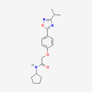 molecular formula C18H23N3O3 B10961716 N-cyclopentyl-2-{4-[3-(propan-2-yl)-1,2,4-oxadiazol-5-yl]phenoxy}acetamide 