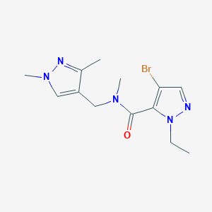 molecular formula C13H18BrN5O B10961743 4-bromo-N-[(1,3-dimethyl-1H-pyrazol-4-yl)methyl]-1-ethyl-N-methyl-1H-pyrazole-5-carboxamide 