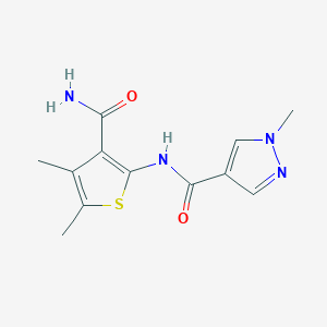 molecular formula C12H14N4O2S B10961754 N-(3-carbamoyl-4,5-dimethylthiophen-2-yl)-1-methyl-1H-pyrazole-4-carboxamide 