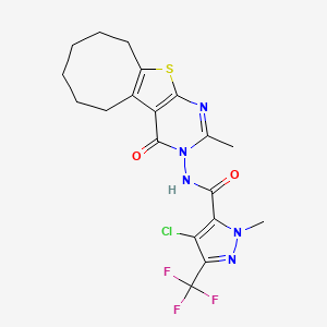 4-Chloro-1-methyl-N-[2-methyl-4-oxo-5,6,7,8,9,10-hexahydrocycloocta[4,5]thieno[2,3-D]pyrimidin-3(4H)-YL]-3-(trifluoromethyl)-1H-pyrazole-5-carboxamide