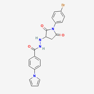 molecular formula C21H17BrN4O3 B10961788 N'-[1-(4-bromophenyl)-2,5-dioxopyrrolidin-3-yl]-4-(1H-pyrrol-1-yl)benzohydrazide 