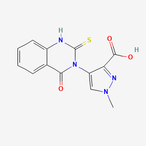 molecular formula C13H10N4O3S B10961794 1-methyl-4-(4-oxo-2-sulfanylquinazolin-3(4H)-yl)-1H-pyrazole-3-carboxylic acid 